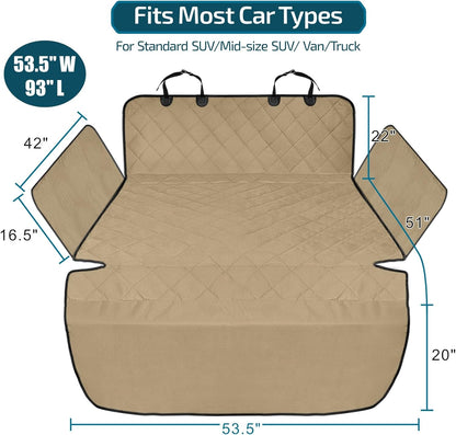 Veckle SUV Cargo Liner for Dogs with Side Flaps, Large (54" x 93") Water Resistant Trunk Cover, Non-Slip Pet Area Protector with Bumper Flap, Universal Fit for SUVs Sedans Vans, Khaki