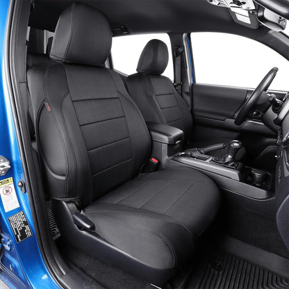 EKR Tacoma Car Seat Covers Custom Fit for Toyota Tacoma (Petrol) 2024 2025 2026 DoubleCab/CrewCab SR/SR5/TRD Sport/TRD Off-Road/Limited -Truck Seat Covers Full Set,Faux Leather(Black)