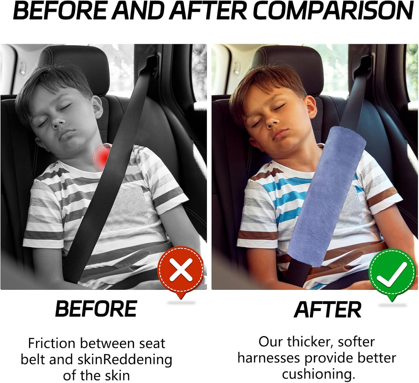 wuyaoyao 2PCS Car Seat Belt Pads Shoulder Cover, Soft Plush Auto Seat Belt Pad for Protecting Neck and Shoulder, Universal Car Shoulder Strap Cushion Protector for Adults Kids Women Men (Blue Gray)