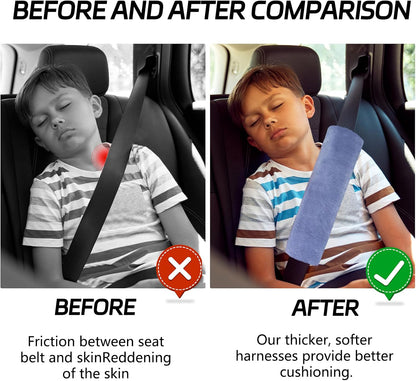 wuyaoyao 2PCS Car Seat Belt Pads Shoulder Cover, Soft Plush Auto Seat Belt Pad for Protecting Neck and Shoulder, Universal Car Shoulder Strap Cushion Protector for Adults Kids Women Men (Blue Gray)