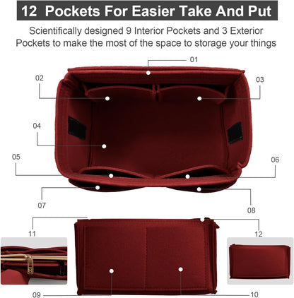 OMYSTYLE Purse Organizer Insert, Felt Tote Bag Organizer Insert with 5 Sizes, Handbag Dividers for Inside Purse, Compatible with Longchamp, Neverful, Speedy and More