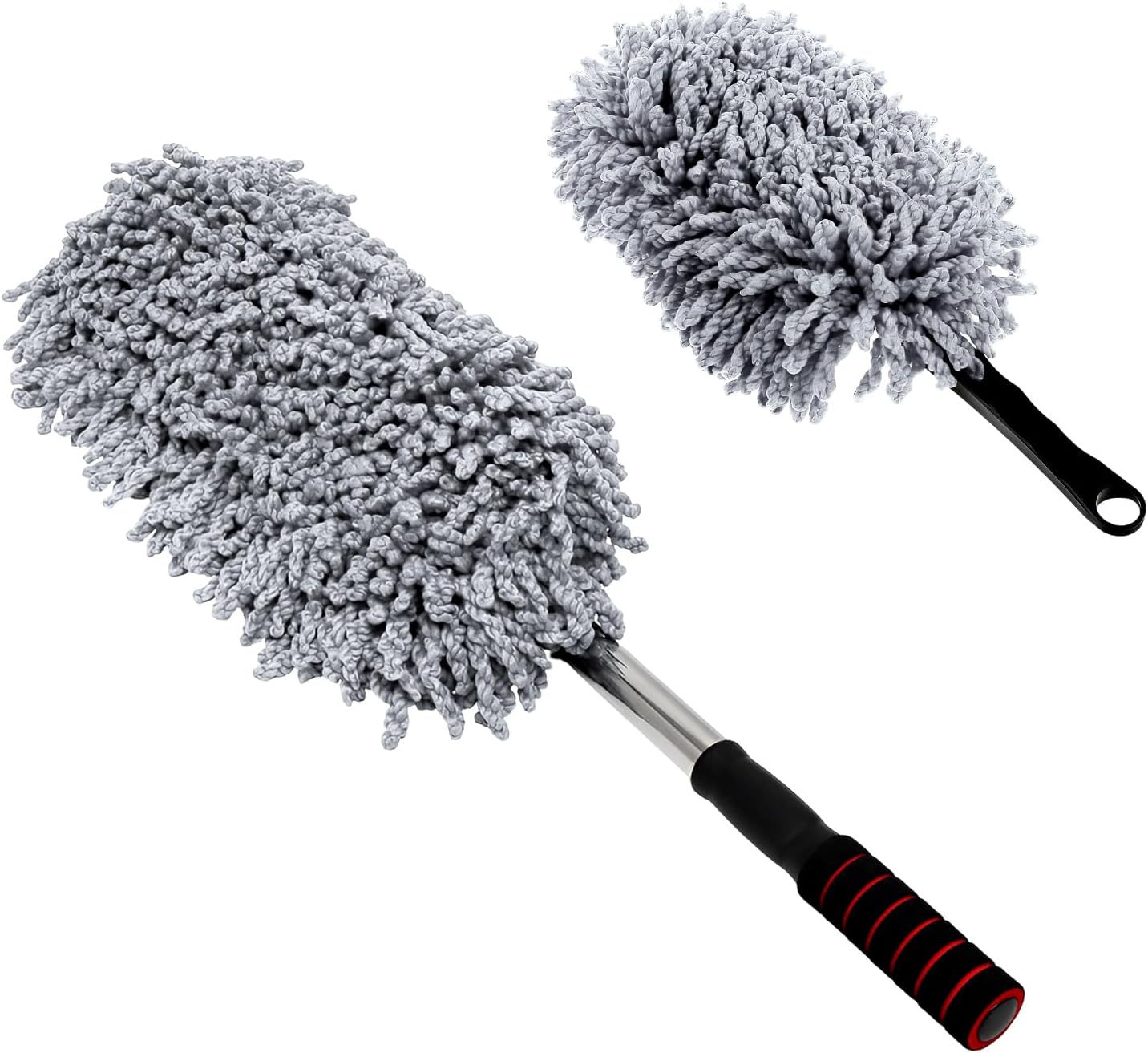 2 PCS Microfiber Car Dusters, Scratch Free Auto Exterior Dust Brust Set with Extendable Duster, Multipurpose Soft Brushes Dusting Supplies for Cars Trucks SUVs Motorcycles (Blue)