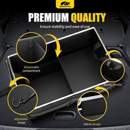 MIKKUPPA Car Trunk Organizer - 65L Collapsible Trunk Organizer with Lid, Sturdy Car Storage for SUV Auto Truck Van with Adjustable Straps and Non Slip Bottom (Black)