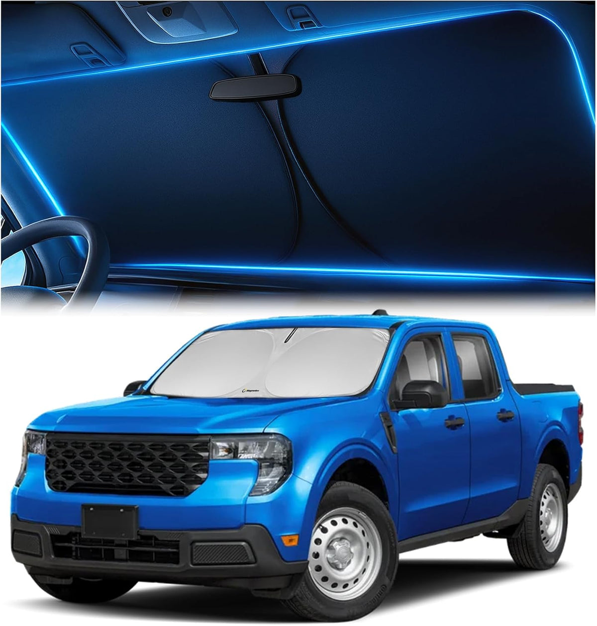 Magnelex Windshield Sun Shade for Dodge RAM 1500 2019-2023 2024 2025 2026, Foldable Car Window Sunshade, Heat & UV Visor Cover, Reflective Front Shades Accessories - Colors B