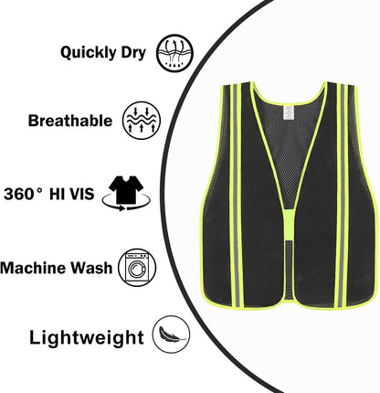 High Visibility Reflective Safety Vest for Men Women Class 2 Hi Vis Mesh Fabric Safety Work Jacket with Elastic Band