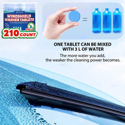 210 PCS Windshield Washer Cleaning Tablets, Car Glass Cleaner Concentrate, Effervescent Formula for Auto and Windows
