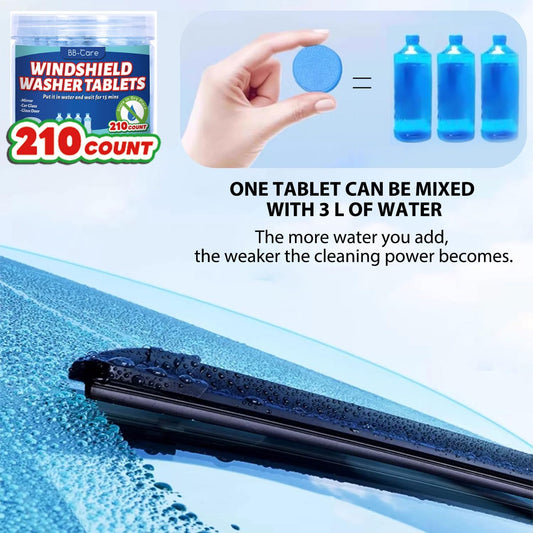 210 PCS Windshield Washer Cleaning Tablets, Car Glass Cleaner Concentrate, Effervescent Formula for Auto and Windows