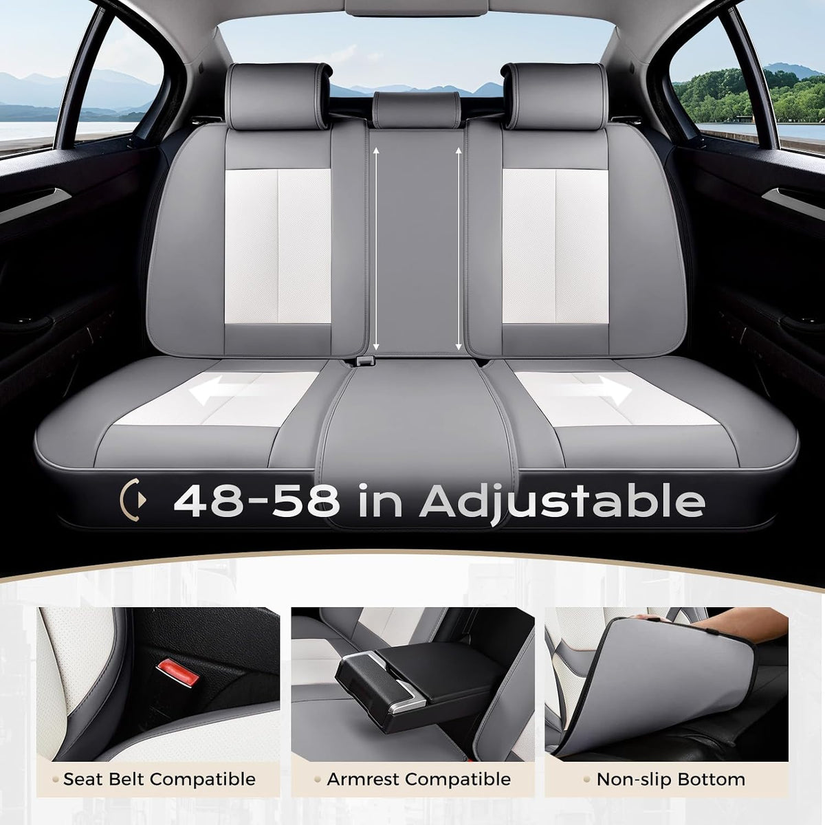 Coverado Seat Covers Full Set, Black Seat Covers for Cars 5 Seats, Car Seat Protector, Waterproof Nappa Leather Car Seat Cushion, Front and Rear Car Seat Cover Fit for Most Sedans SUV Pick-up Truck - Colors B