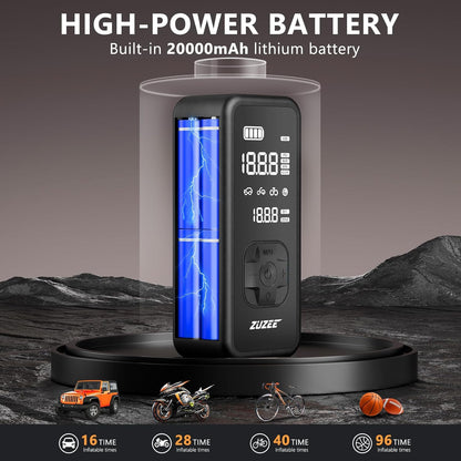 ZUZEE Tire Inflator Portable Air Compressor - 4X Faster Inflation, 150PSI Air Pump for Car Tires with Digital Pressure Gauge/LED Light, Portable Tire Inflator for Car, Moto, Bike, Ball, etc