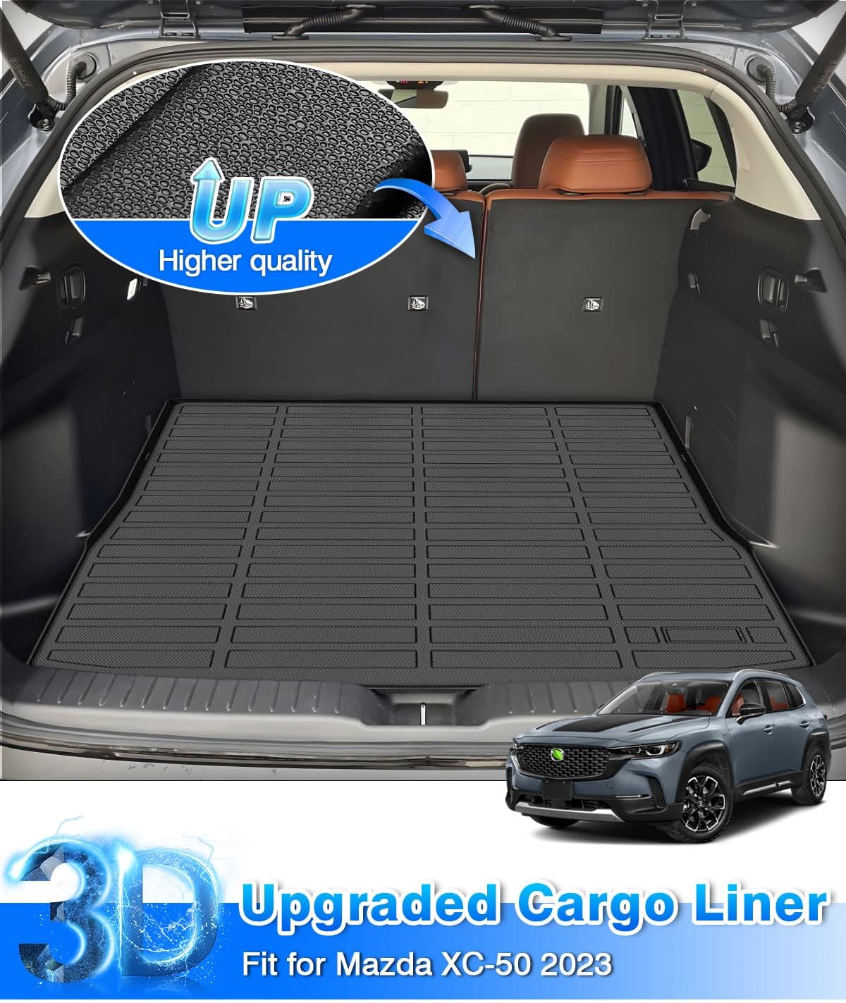 Rav4 Cargo Liner - Trunk Mat for Toyota RAV4 2019-2024 2025, All Weather Cargo Mat for rav4 Accessories, Heavy Duty (Fit for All Models)