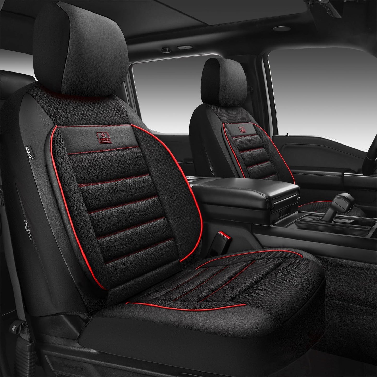 CAR PASS Leather Seat Covers Full Set Universal Water Resistant 3D Foam Back Support, Luxury Comfort Automotive 5 Seat Covers All Season Fit for SUV,Sedan,Van, Airbag Compatible Elegance(Pure Black)