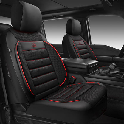 CAR PASS Leather Seat Covers Full Set Universal Water Resistant 3D Foam Back Support, Luxury Comfort Automotive 5 Seat Covers All Season Fit for SUV,Sedan,Van, Airbag Compatible Elegance(Pure Black)