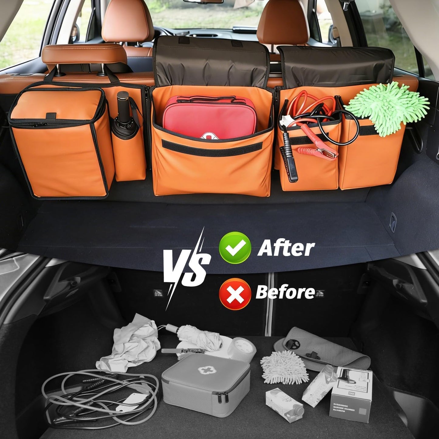 Deluxe Trunk and Backseat Organizer for Medium or Large Size SUVs & RVs, Detachable Storage Modules with Built-in Cooler, Patent Pending