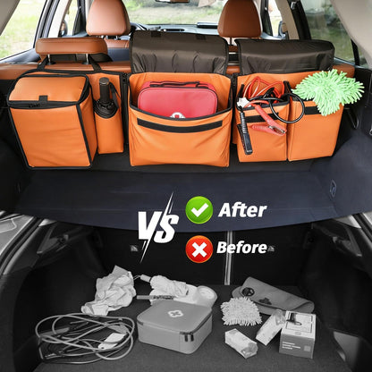 Deluxe Trunk and Backseat Organizer for Medium or Large Size SUVs & RVs, Detachable Storage Modules with Built-in Cooler, Patent Pending