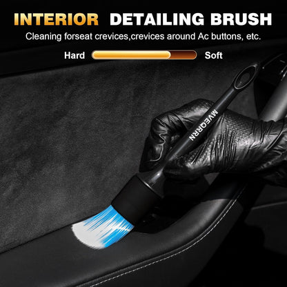 10PCS Car Detailing Brush Set,Boars Hair Car Cleaning Detail Brush kit,Ultra Soft No Scratch Car Dust Brush,Car Interior Detailing Brushes Kit,Detail Brushes Car Detailing for Interior Exterior(green)