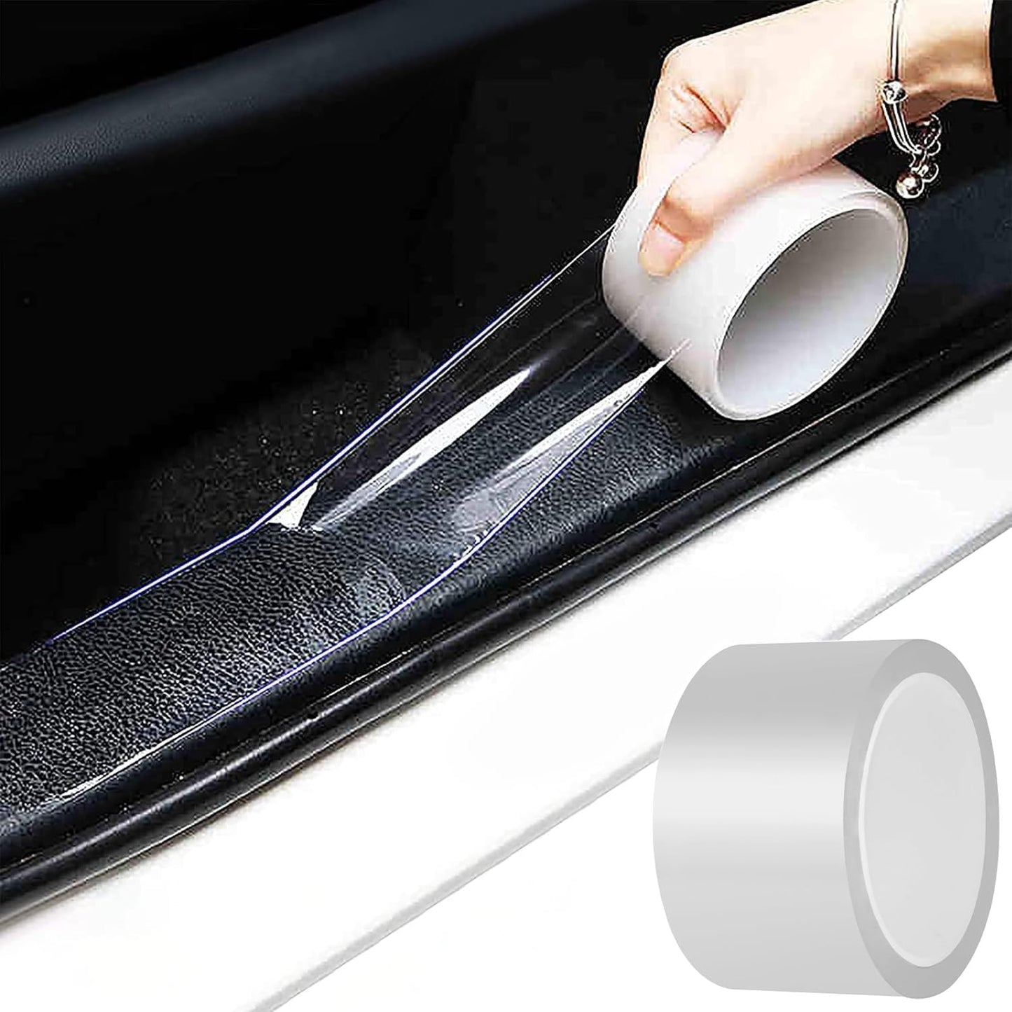 MYFAMIREA Anti-Scratch Anti-Collision Adhesive Strip Car Door Edge Guard Protector Strip Car Door Scuff Plate Protectors Transparent Invisible Tape for Rear Bumper/Door(33Ft x 2In)