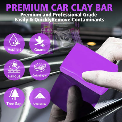 Car Clay Bars Auto Detailing 4 Pack 400g(4x100g) and Clay bar Lubricant Tablets 10 Pack(1pcs=16 oz) Clay bar kit, Spray Bottle and Microfiber Towel for Car Detailing
