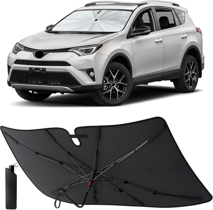 Econour Windshields Sun Shade for Car | Medium Foldable Car Sunshade & Window Tint | UV & Heat Protection Front Window Sun Shield, Keeps Interior Cool, Fits Sedans SUVs & Trucks (57” x 33”)
