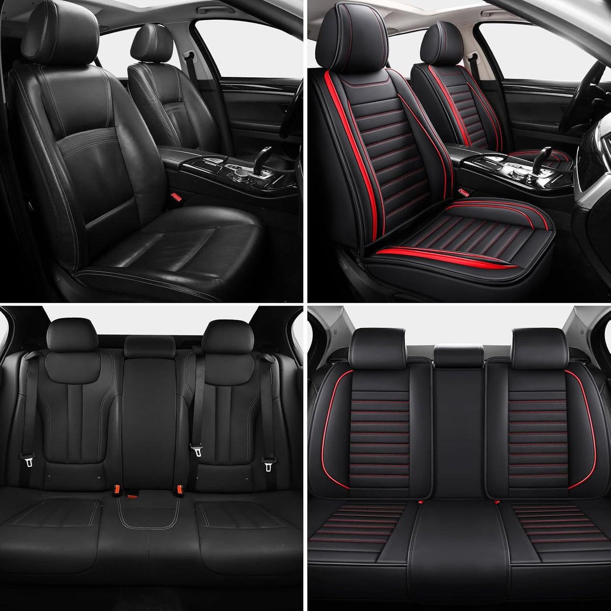 MINGBRON Leather Car Seat Covers,Car Seat Protector Waterproof,Seat Covers Full Set, Car Seat Protectors 5 Seats,Automotive Seat Covers Fit Most Cars Wine Red