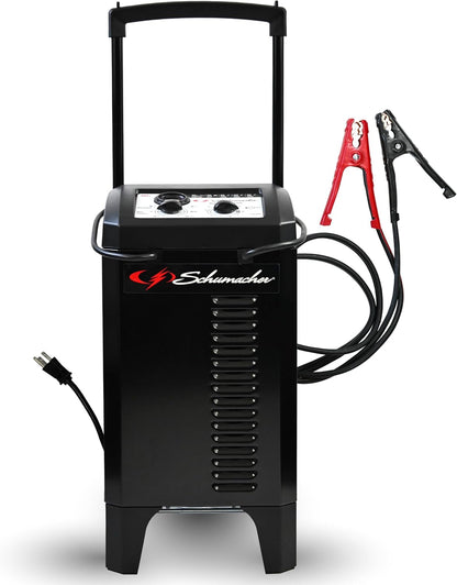 Schumacher Electric Wheeled Manual 10A Car Battery Charger and 200A Engine Starter, 2-in-1 Solution, 50A Boost, for 12V/24V Power Sport, Automotive, and Marine Batteries, SC1633