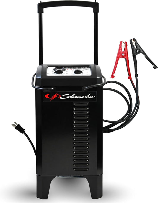 Schumacher Electric Wheeled Manual 10A Car Battery Charger and 200A Engine Starter, 2-in-1 Solution, 50A Boost, for 12V/24V Power Sport, Automotive, and Marine Batteries, SC1633