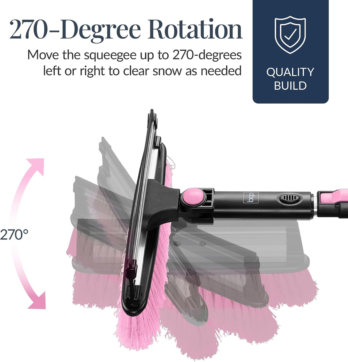 Best Choice Products Snow Brush with Squeegee & Ice Scraper, Up to 39" Extendable Foam Grip, 270° Pivoting Snow Brush for Car Truck SUV, Storage Bag Included - Pink