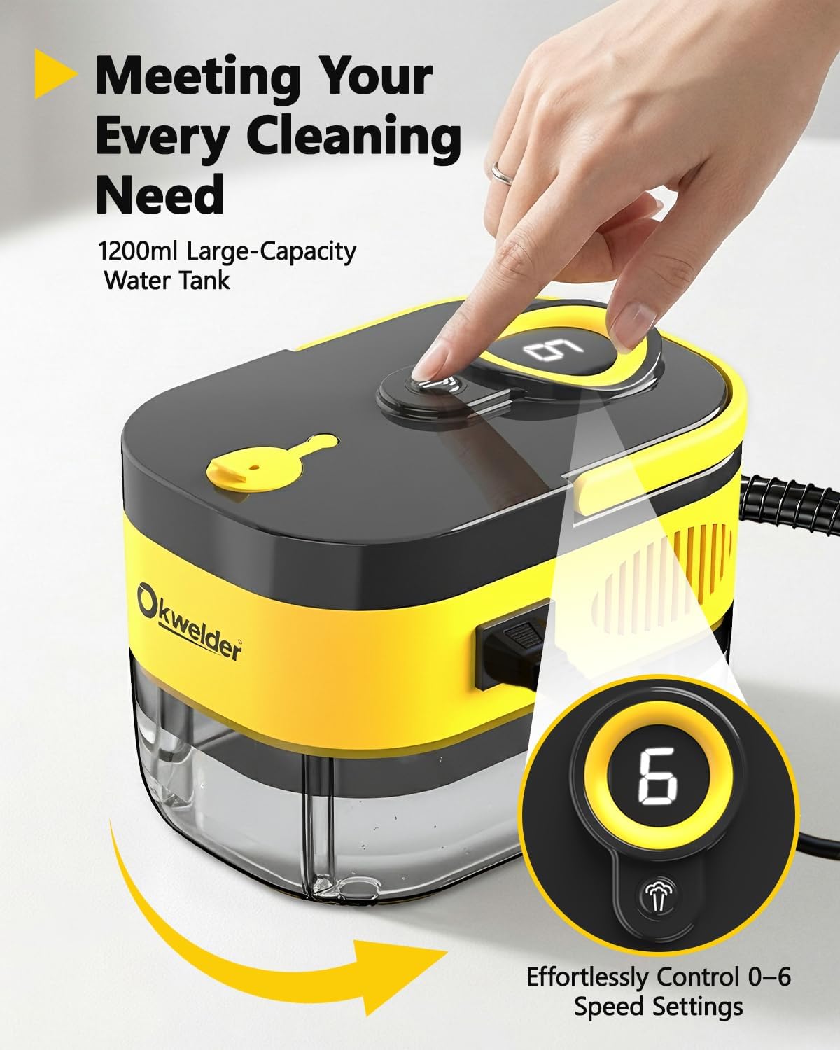 Steam Cleaner,15s Heat-Up,1.2L Tank,6-Level Adjustable Handle,1500W Steamer for Cleaning,Portable Steamer for Cleaning with 16PCS Accessories,Steam Cleaner for Home,Car,Dirt,Grease,Grout,Tile,Couch