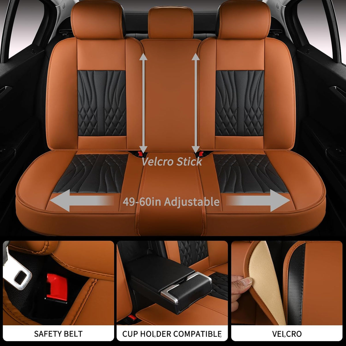 MINGBRON Leather Car Seat Covers,Car Seat Protector Waterproof,Seat Covers Full Set, Car Seat Protectors 5 Seats,Automotive Seat Covers Fit Most Cars Wine Red