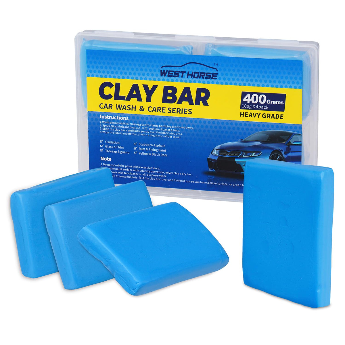 Clay Bar for Auto Detailing 3 * 100g, Automotive Clay bar Kit for Cars’Paint Surface, Metal and Glass, Prep for Sealants, Waxes and Coatings (3x100g, Blue, Heavy)