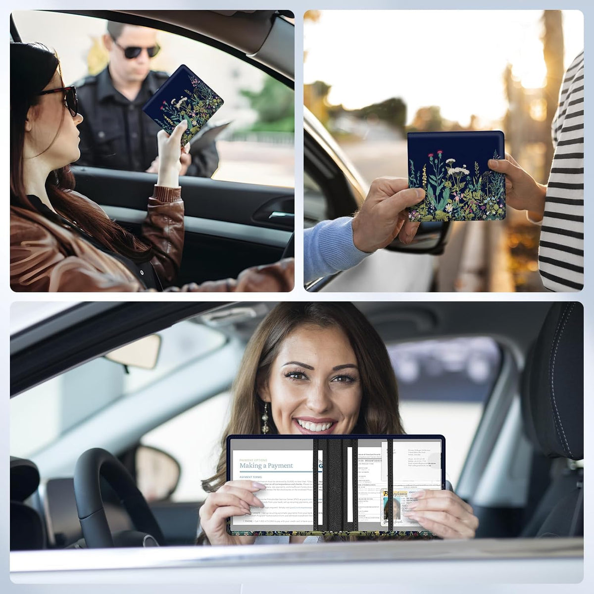 Car Registration and Insurance Card Holder，Vehicle Glove Box Car Organizer，Accessories Case for Storing Driving Licences, Cards, Documents