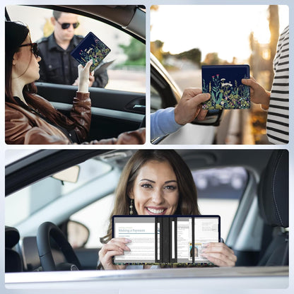 Car Registration and Insurance Card Holder，Vehicle Glove Box Car Organizer，Accessories Case for Storing Driving Licences, Cards, Documents