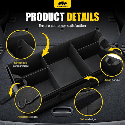 MIKKUPPA Car Trunk Organizer - 65L Collapsible Trunk Organizer with Lid, Sturdy Car Storage for SUV Auto Truck Van with Adjustable Straps and Non Slip Bottom (Black)