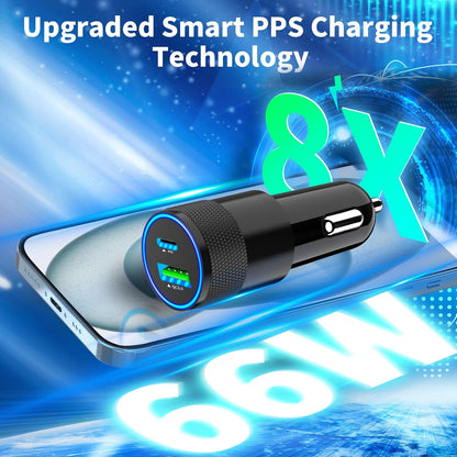 【MFi Certified】iPhone 17 Car Charger Fast Charging, Braveridge 75W USB C PD&QC Car Power Cigarette Lighter USB Charger with 6FT Type C Coiled Cable for iPhone 17/17 Pro Max/16/15/Galaxy S26/S25/Pixel