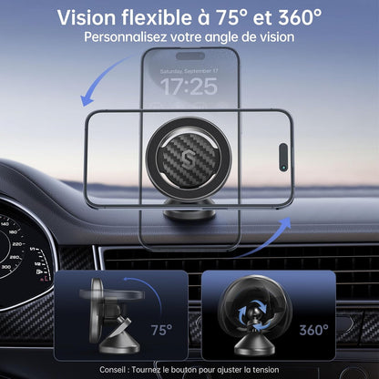 SYNCWIRE MagSafe Car Mount, Magnetic Car Phone Holder for Car Dashboard, 360° Rotating Strong Magnet Phone Mount with 3M VHB Adhesive, Compatible with iPhone 17/16/15/14/13/12 & MagSafe Cases