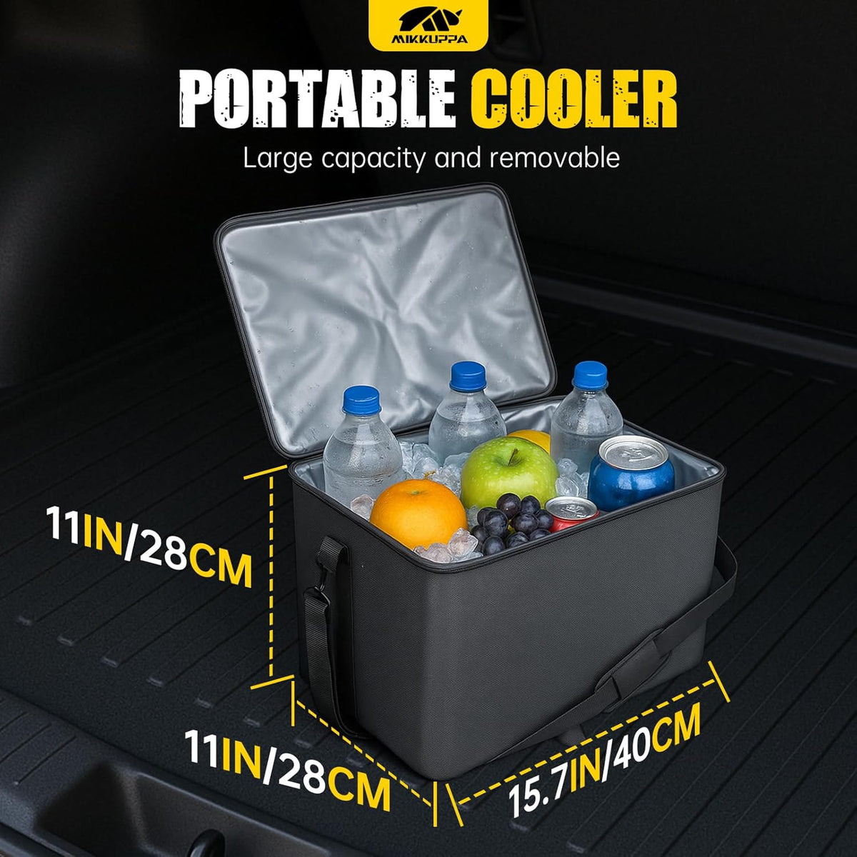 MIKKUPPA Car Trunk Organizer - 65L Collapsible Trunk Organizer with Lid, Sturdy Car Storage for SUV Auto Truck Van with Adjustable Straps and Non Slip Bottom (Black)