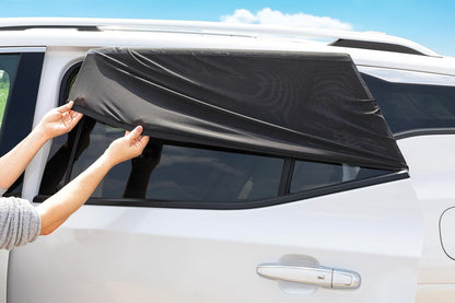 Nuby 14" Roller Vehicle Side Window Sun Protection Shade for Baby | 2 Pack | Pull Down with Suction Cups and Press Button Roll Up | Black