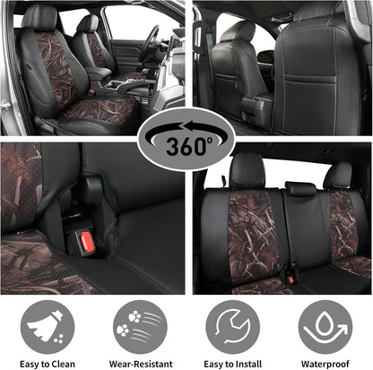EKR Tacoma Car Seat Covers Custom Fit for Toyota Tacoma (Petrol) 2024 2025 2026 DoubleCab/CrewCab SR/SR5/TRD Sport/TRD Off-Road/Limited -Truck Seat Covers Full Set,Faux Leather(Black)