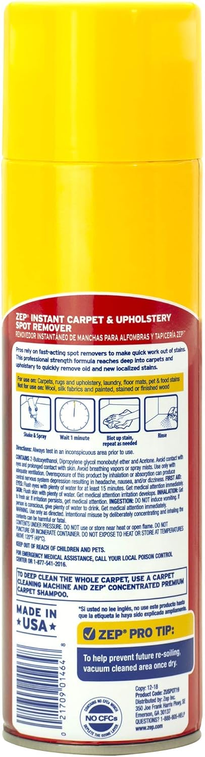 ZEP ZUSPOT19 Instant Spot and Stain Remover, 19 oz