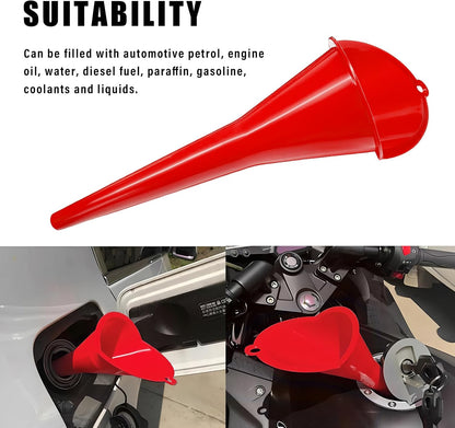 DXNQ Oil Funnel, Automotive Multi-Function Plastic Fuel Funnel with Long Neck, Universal Engine Oil Funnel for Filling Oils Gas Lubricants and Fluids, Car Accessories (Black)