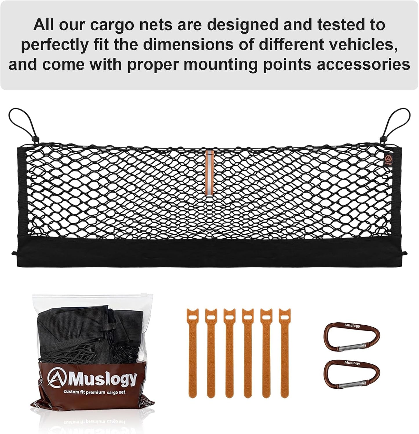 Muslogy Truck Bed Cargo Net Trunk Netting Compatible with 2023-2025 2026 Honda CR-V Accessories, Pickup Cargo Organizer SUV Sedan Storage Net w/Heavy Duty Carabiners - Colors B