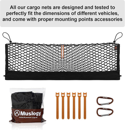 Muslogy Truck Bed Cargo Net Trunk Netting Compatible with 2023-2025 2026 Honda CR-V Accessories, Pickup Cargo Organizer SUV Sedan Storage Net w/Heavy Duty Carabiners - Colors B