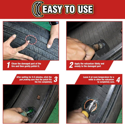 Chemical Vulcanizing Cement, Clear Tire Repair Glue, All Purpose Rubber Cement, Heavy Duty Tire Patch Kit with Brush Top Can for Car, Motorcycle, Bike, 8.5Oz