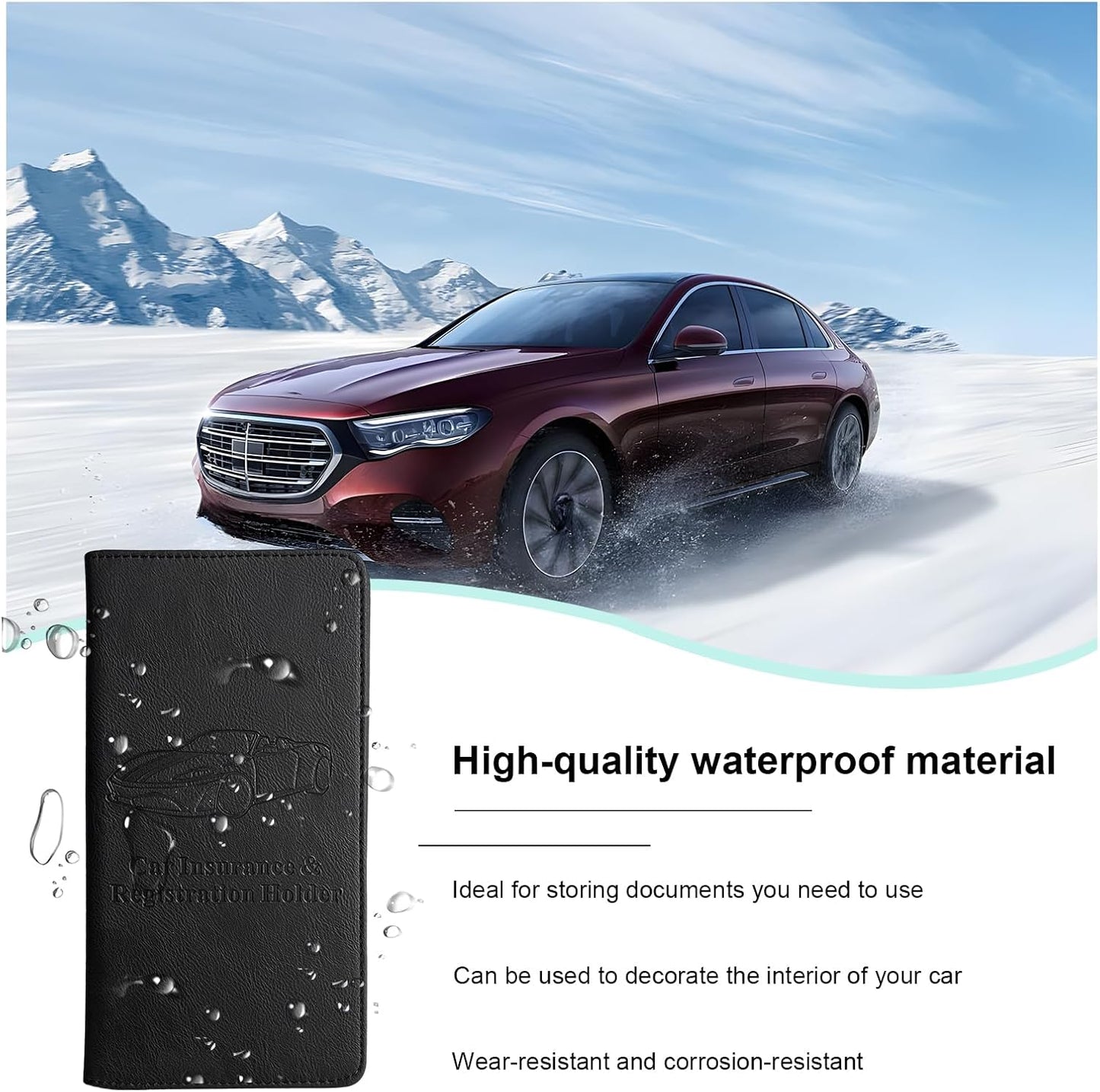 Car Registration and Insurance Holder, Leather Auto Glove Box Document Organizer with Magnetic Closure, Car Essential Paperwork Wallet Case Interior Accessories for Women Men (Leopard Print)