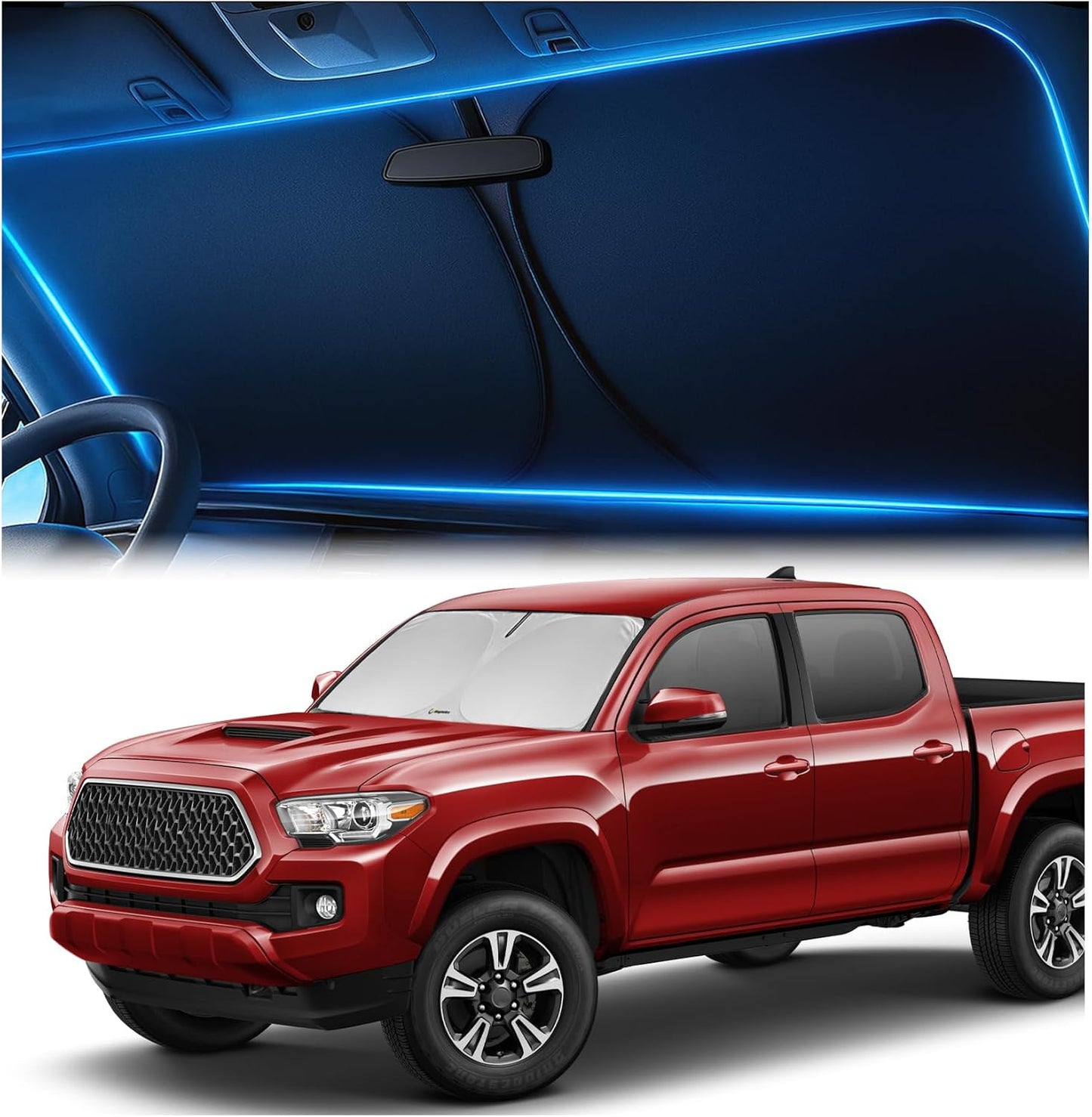 Magnelex Windshield Sun Shade for Dodge RAM 1500 2019-2023 2024 2025 2026, Foldable Car Window Sunshade, Heat & UV Visor Cover, Reflective Front Shades Accessories - Colors B
