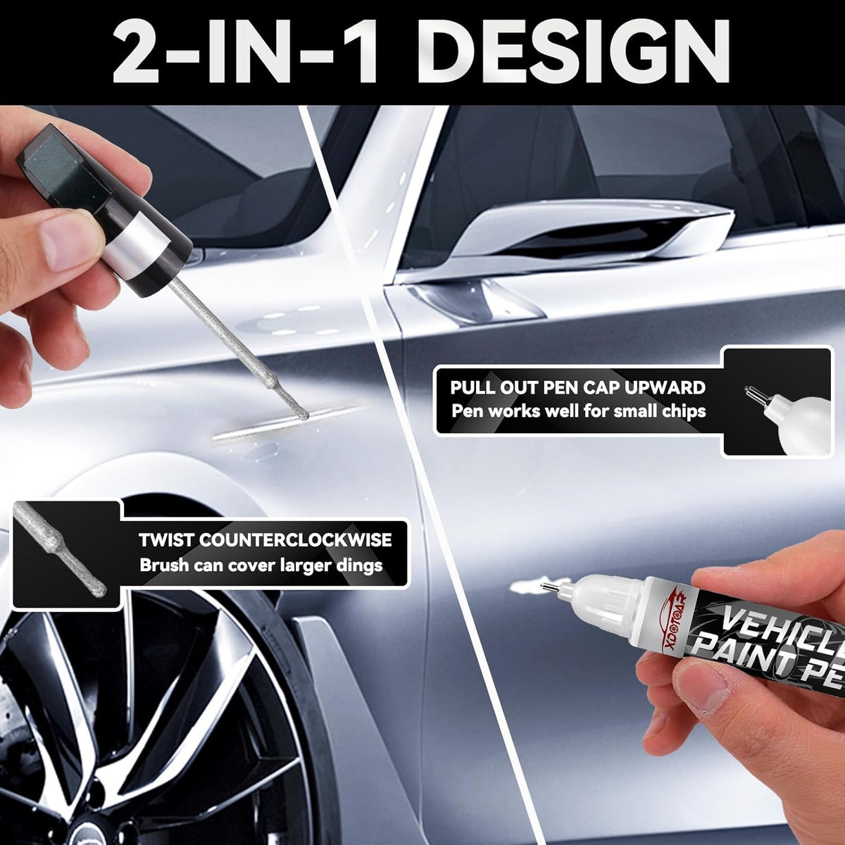 Black Touch Up Paint for Cars, Color Accurate Car Touch Up Paint, Professional Automotive Scratch Repair, Lasting Auto Scratch Remover, Quick Dry, Easy to Use, Safe and Waterproof, Versatile Use