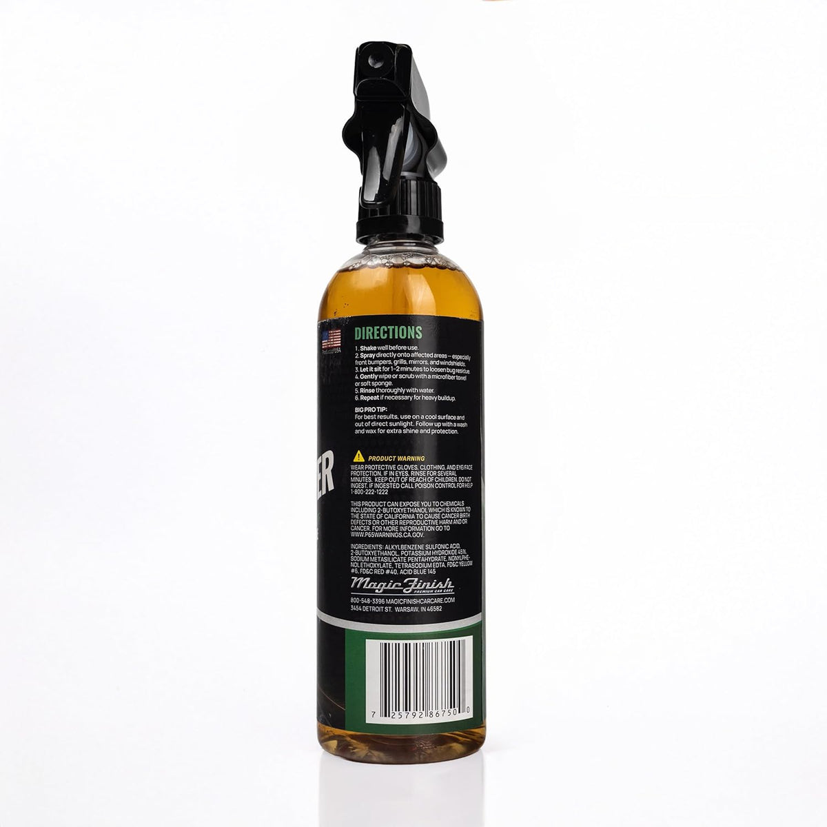 Magic Finish Car Bug Remover Spray (16 fl oz) – Fast-Acting Spray for Road Grime and Organic Residue – Car Cleaning Supplies for Paint, Glass, Plastic & Chrome