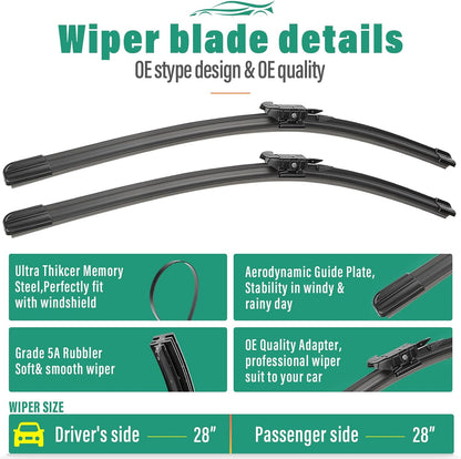 26" 16" 12" Windshield Wiper Blades Replacement for Toyota RAV4 2019 2020 2021 2022 2023 2024 2025 RAV 4 / Mazda 5 2006-2015 Premium All Weather Front Rear Wipers Set - OEM Quality (Pack of 3) - Colors B