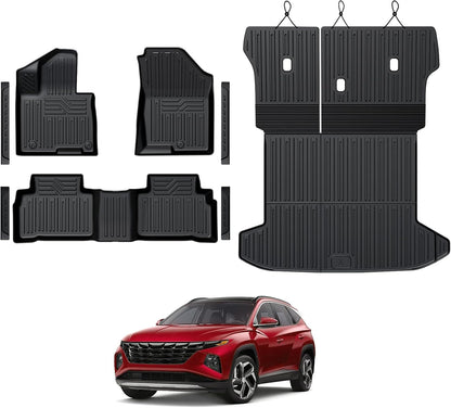 Floor Mats for Hyundai Elantra Gas 2021-2026, All Weather Floor Mats Trunk Cargo Liner and Door Sill Guards Accessories, Full Coverage Set (Not fit Hybrid Models)