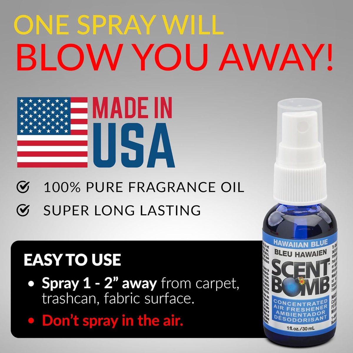 Scent Bomb Air Freshener Spray, Long-Lasting Odor Eliminator - Effective Deodorizer for Home & Car, Fresh Room Spray for Kitchen, Bathroom & Smell Neutralizer - 1 oz Pack of 4, Black Cherry Scent