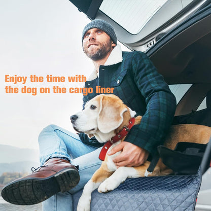 PETICON SUV Cargo Liner for Dogs, Waterproof Trunk Cover for SUVs with Bumper Flap Protector, Scratchproof Durable 600D Oxford Fabric, Non-Slip, Machine Washable